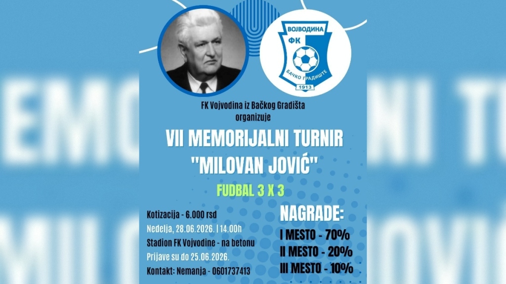 U Bačkom Gradištu 28. juna VII Memorijalni turnir „Milovan Jović“