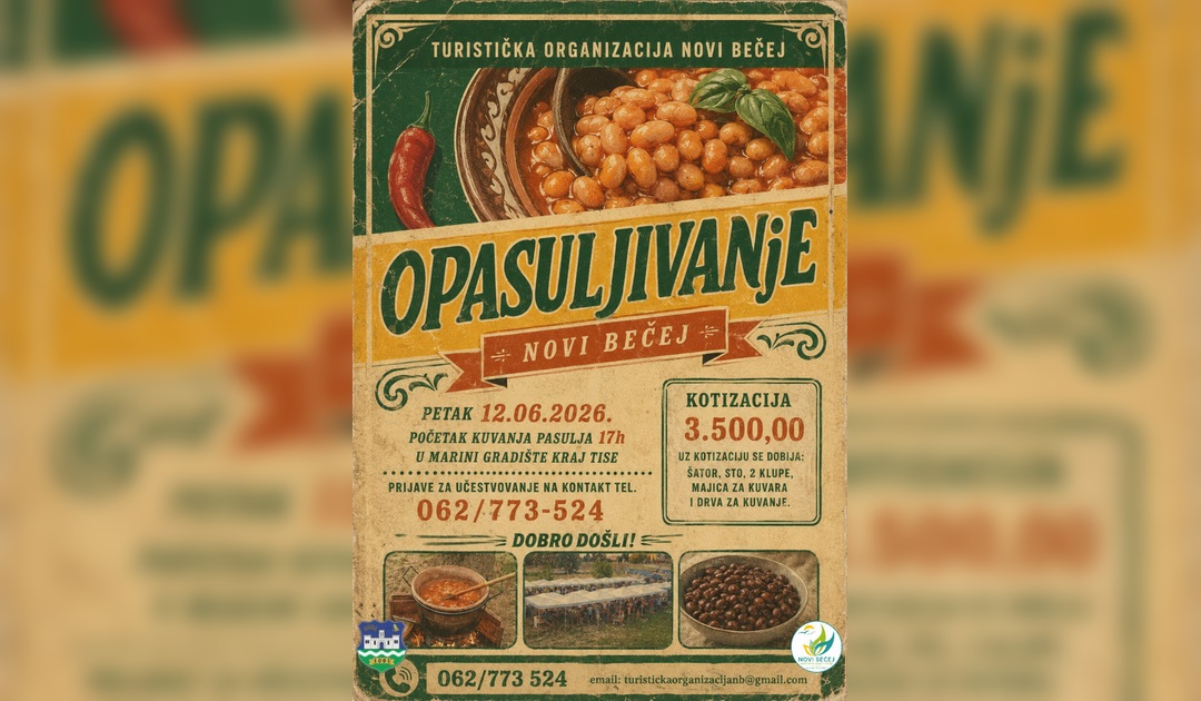 Prijave u toku za „Opasuljivanje“ u Novom Bečeju: Takmičenje u kuvanju pasulja 12. juna kraj Tise